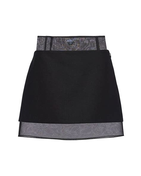 black prada skort|Black Wool Miniskirt With Crinoline .